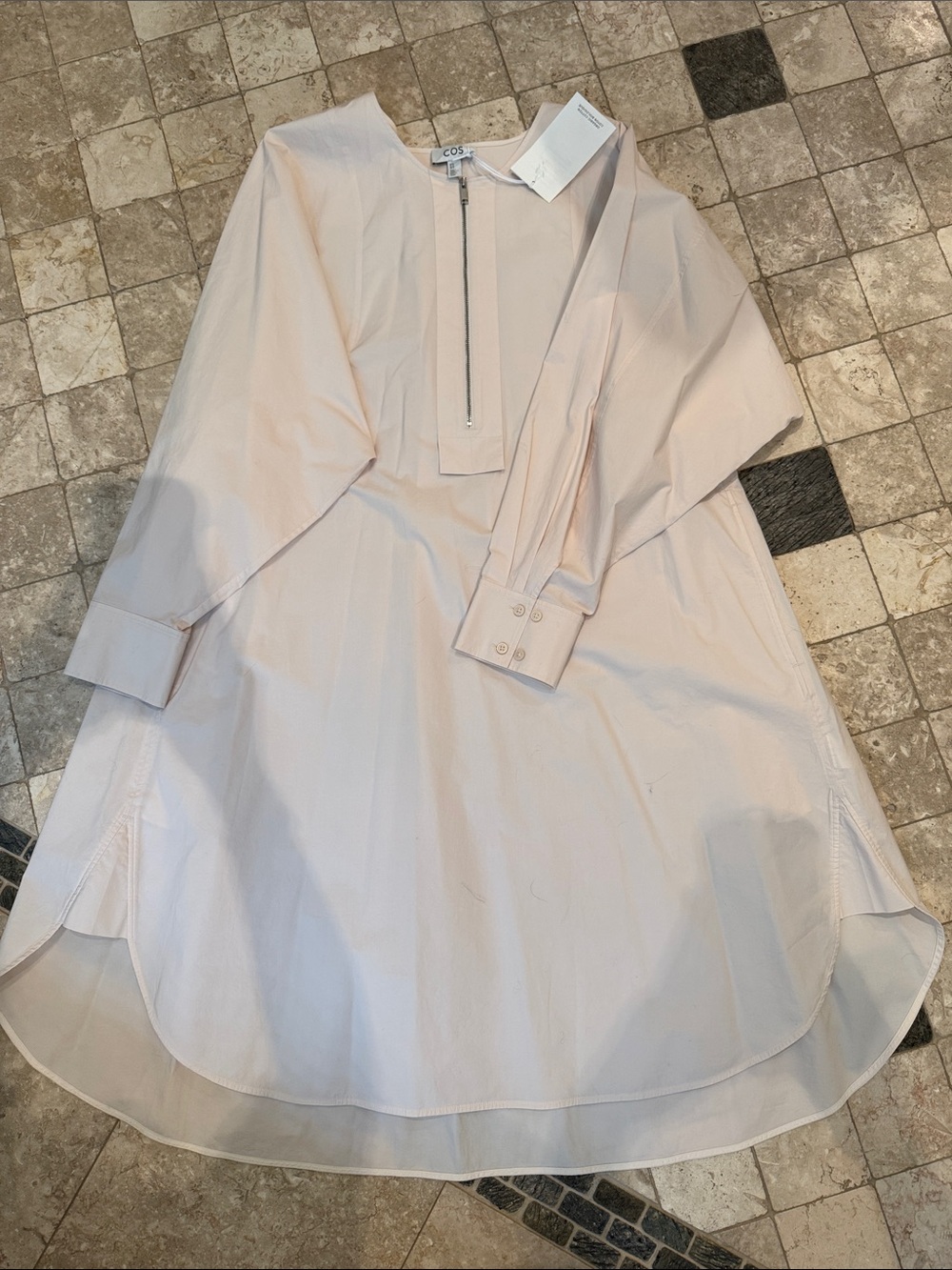 COS Pale Blush Zip-Front Shirt Dress